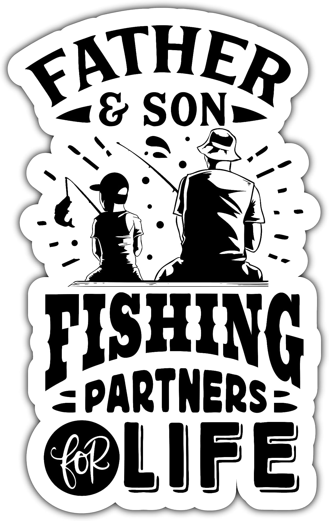 Father and Son Fishing Partners for Life Fishing Humour Matte Vinyl Sticker - 5.5cm x 9cm