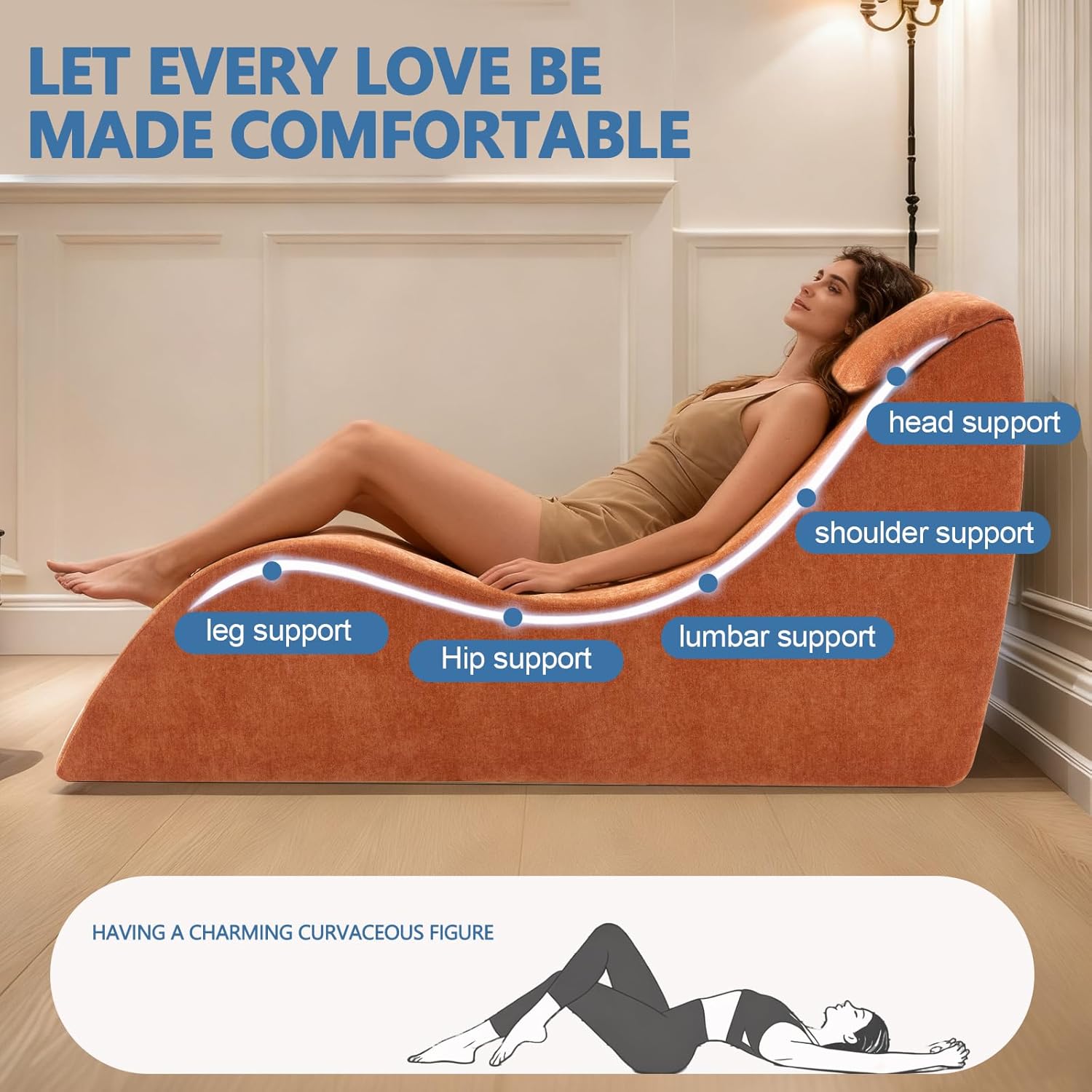 Yoga Chair Lounge for Adult, Yoga Lounge Chair，Ergonomic Chaise Lounge Chair,Chaise Lounge Indoor， Head Pillow，Perfect for Stretching, Massage, and Relaxation, Used in Living Room, Bedroom