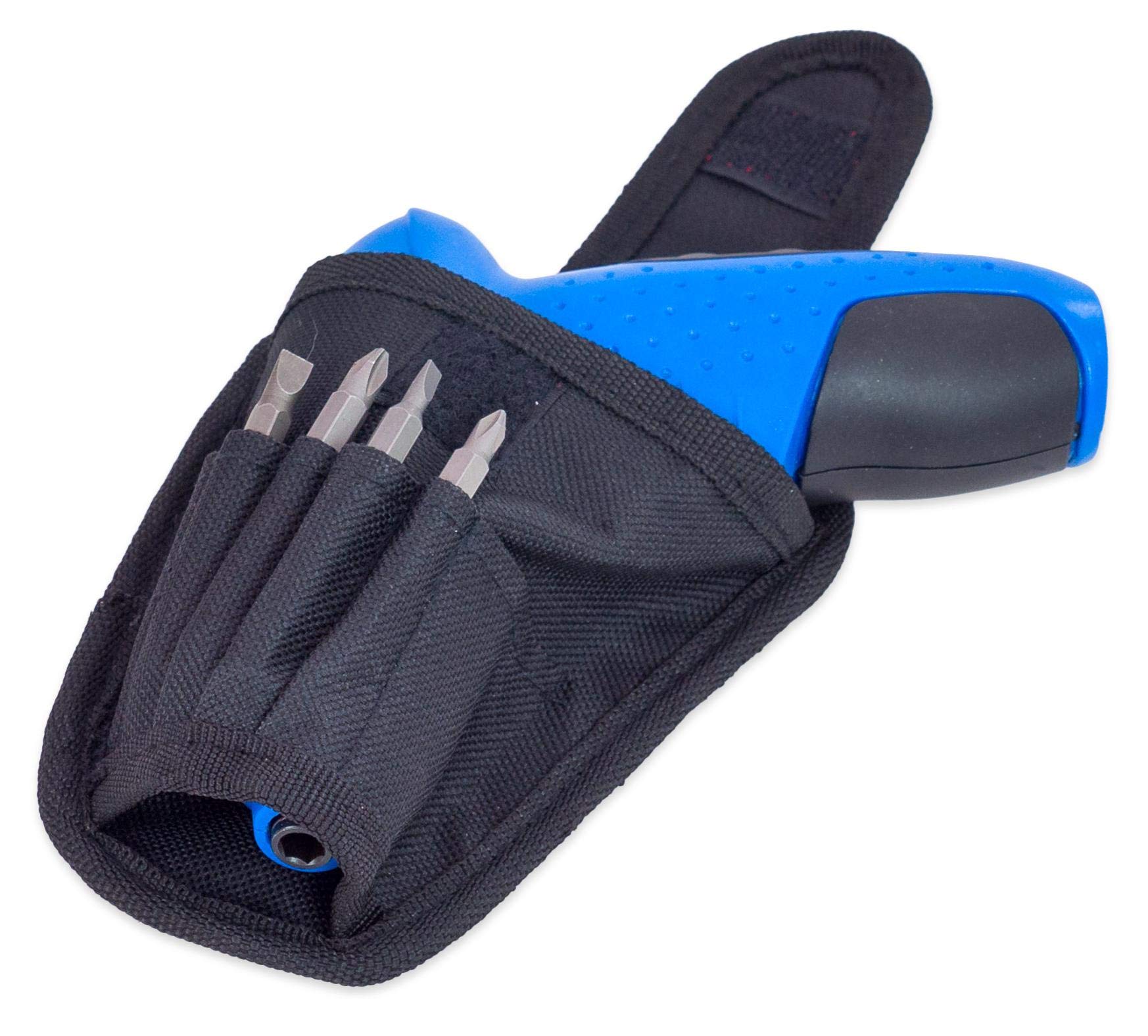 Pebaro 2010 Leistungsstarker Akkuschrauber, 9 Bits, USB-Kabel, Gürteltasche, drehbarer Griff zur Verwendung als Stabschrauber oder LED-Taschenlampe, Geschenkidee für Kinder