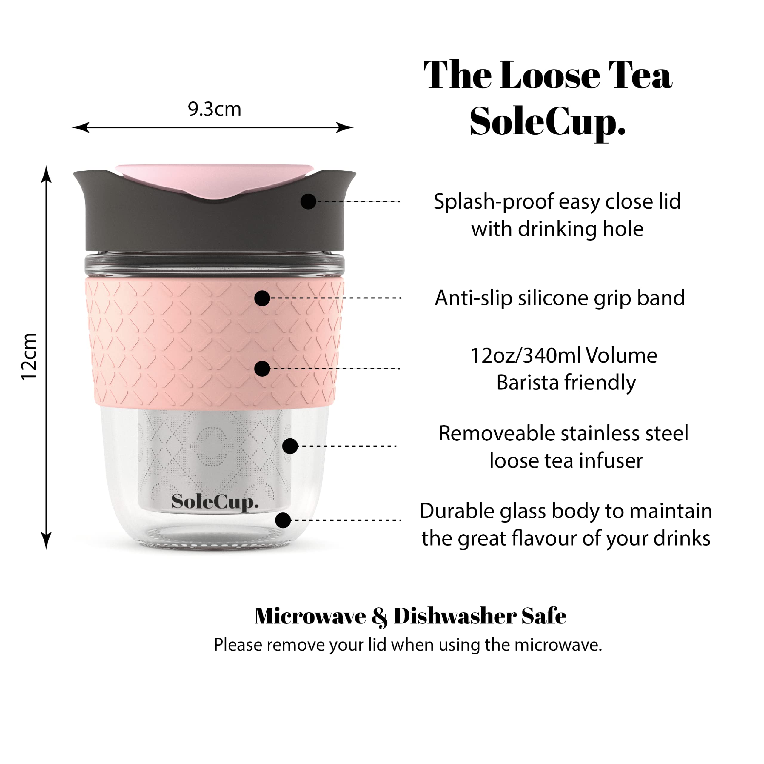 SoleCup. Travel Mug Loose Tea Infuser, Detachable Tea Strainer with Spillproof Lid - Image 2