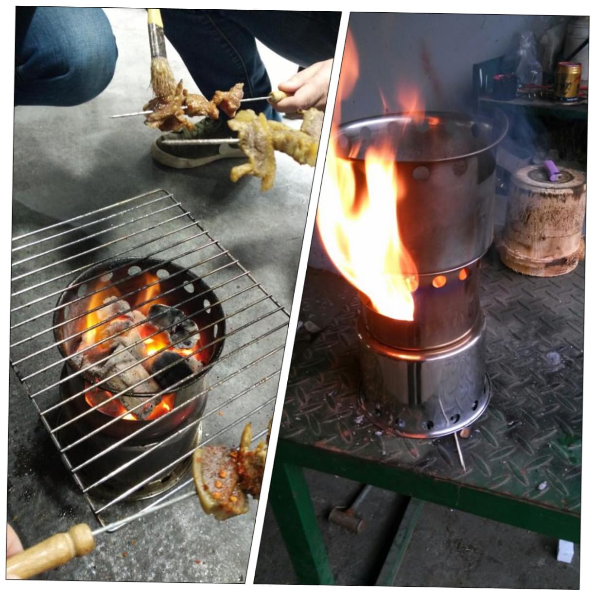 BESTonZON Estufa De Camping Gas Portátil Hornillo Eléctrico De Cocina Profesional Olla y Sartén Resistencia Al Viento Acero Inoxidable Ligera y Duradera Para Acampadas Picnic