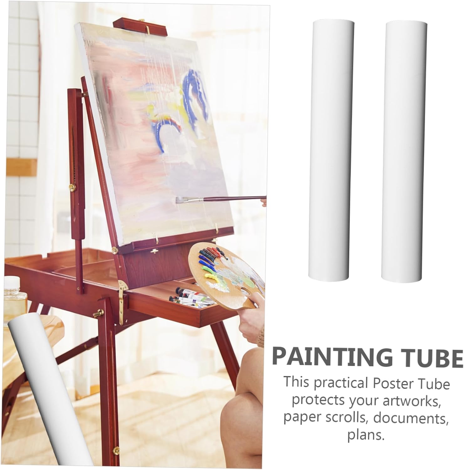 Uonlytech 2Pcs Poster Storage Tube Crafting Carrying Case for Transport of Artwork Documents and and Design