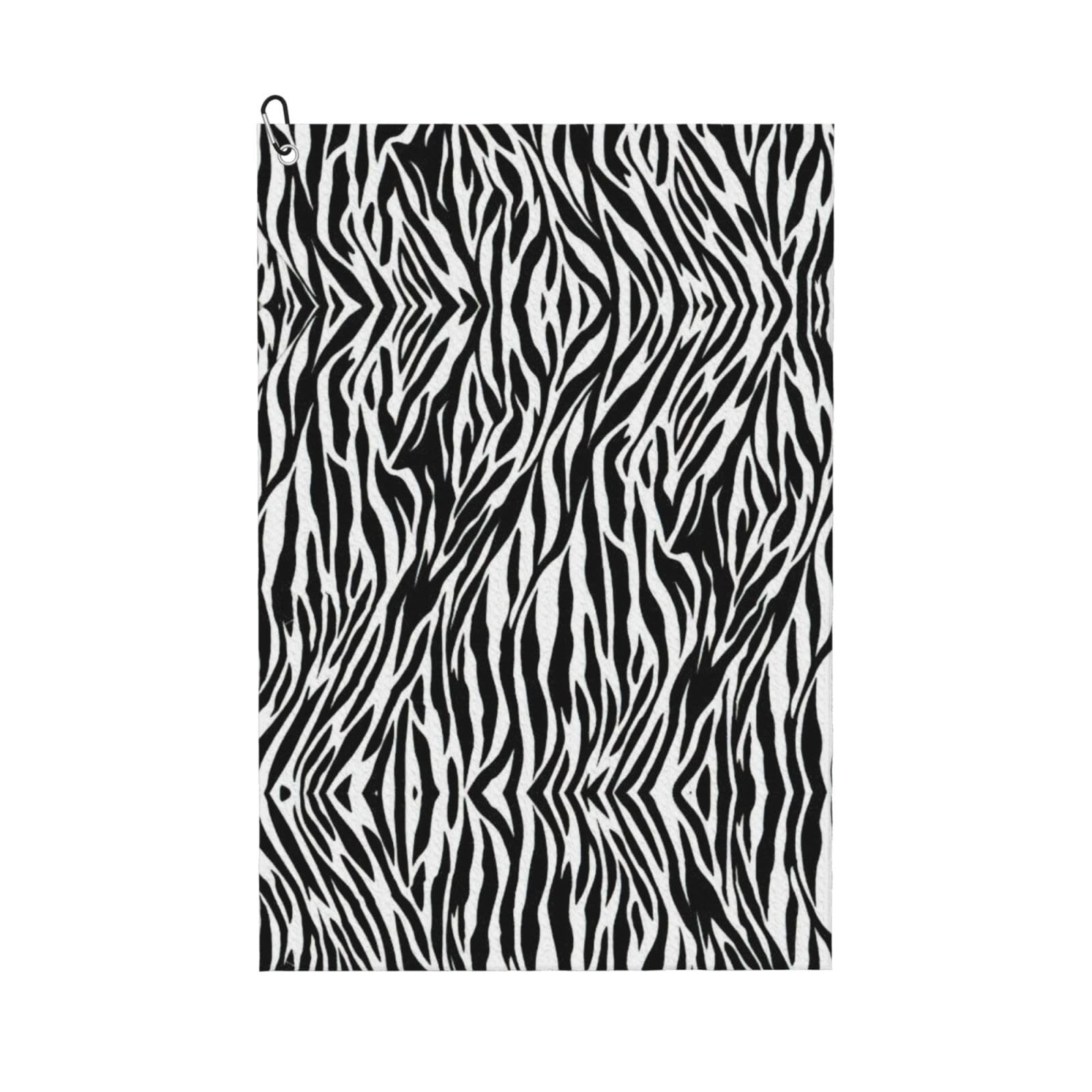 Asfgda Black Golf Zebra Print Printed Towels, Microfiber Waffle Pattern Towels, Suitable For Golf Bags With Carabiners.