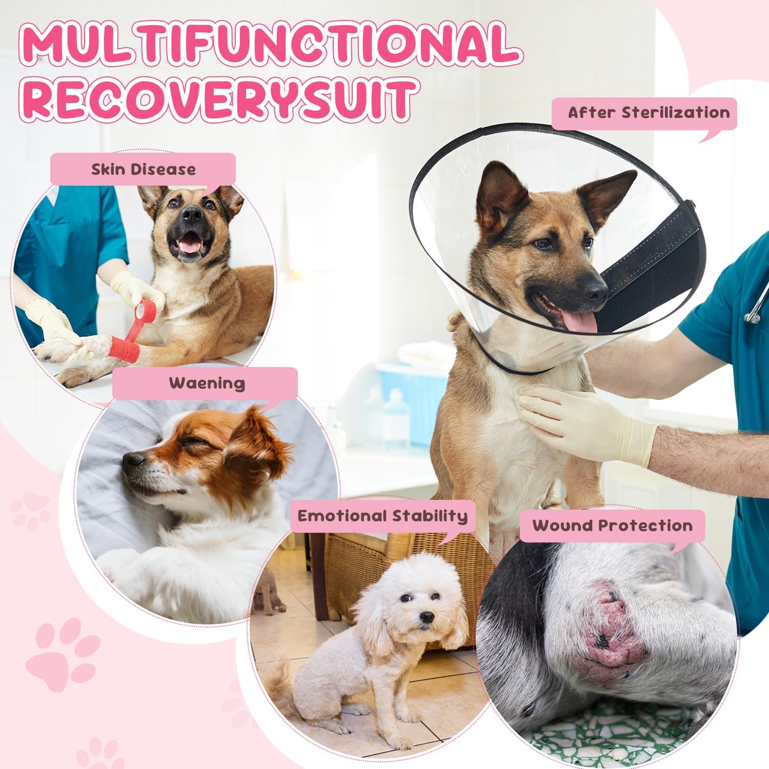 Lukovee Dogs Recovery Suit - Adjustable Dog Onesie for Female Male Dogs, Breathable Anti Licking Cone Alternative Surgery Pet Surgical Body Suit After Spay Abdominal Wounds Neuter (XL, Pink Tie-dye)
