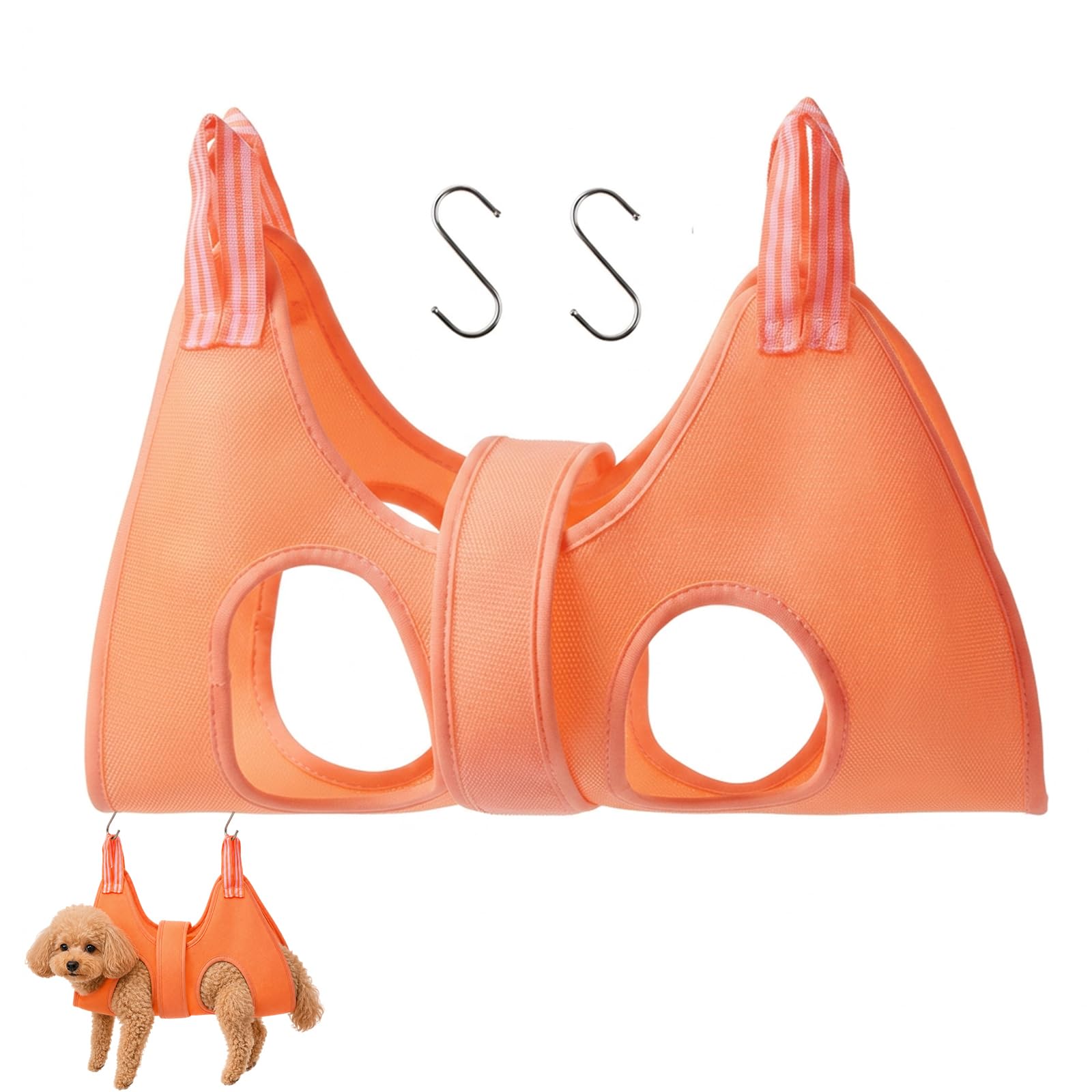 4-Piece Dog Grooming Bag and Dog Hammock Set, Anti-Scratch Waist-Cinching Restraint for Bathing and Nail Clipping, Size M for 15-25 Lbs dogts