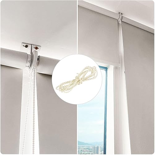 Miniatura 4 de uxcell Cable de cadena con cuentas, 2.19 yardas, persianas enrollables verticales romanas para cortinas de ventana, piezas de repuesto, color beige