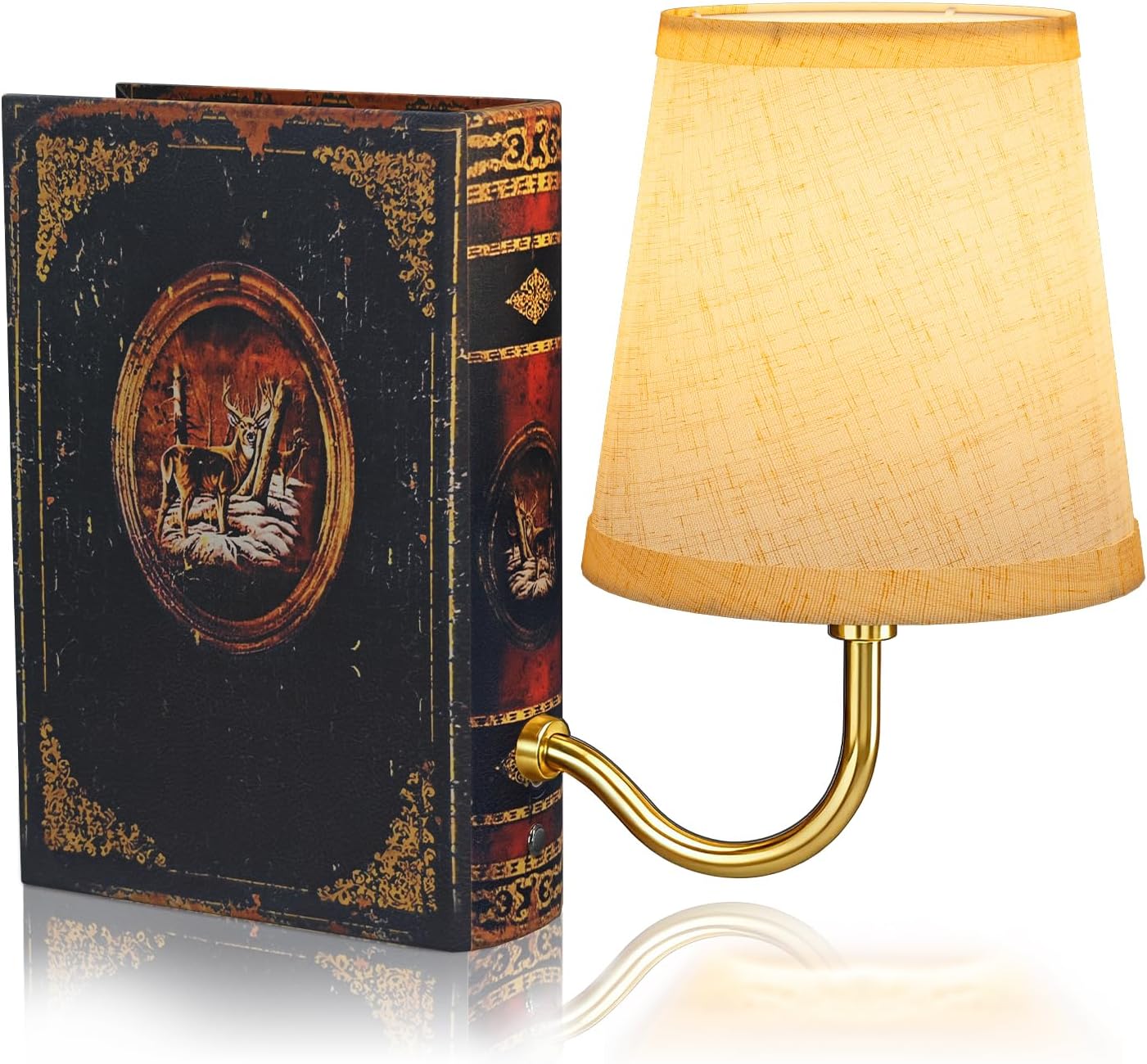 Rechargeable Bookshelf Lamp Gold Vintage Touch Control Dimmable