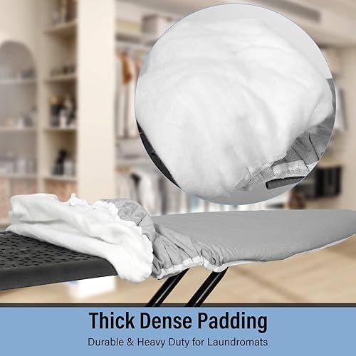 Miniatura 3 de Iwtmm Funda para tabla de planchar y almohadilla con revestimiento de silicona, acolchado grueso resistente a la quemadura, resistente para uso