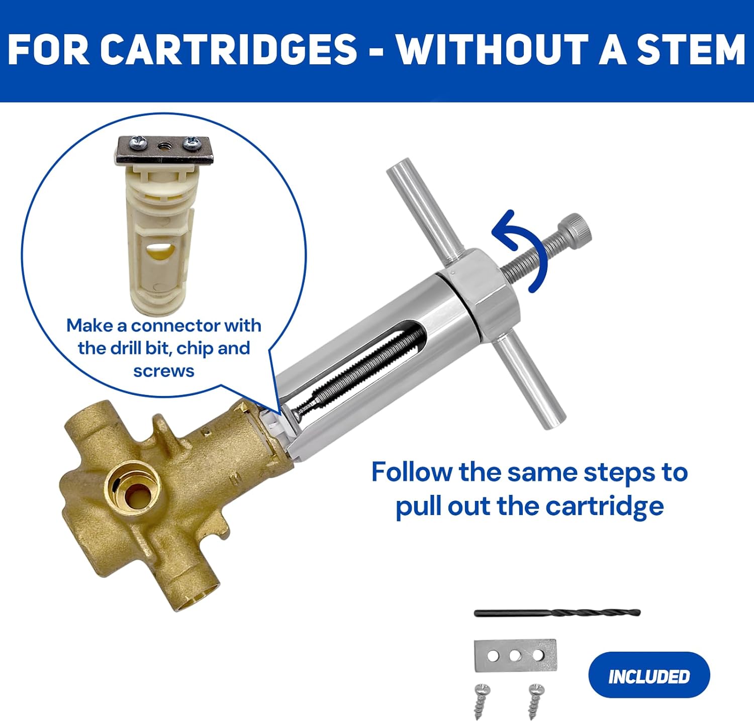Upgraded Cartridge Puller for 1222/1200/1225, Improved Removal Tool for Stuck Faucets for 104421, Core Cartridge Puller for Shower Repair Kit