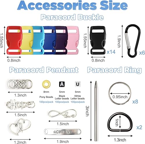 Miniatura 4 de GNILLKO Kit de pulsera de paracaídas, 40 colores de 10 pies, kit de cuerda de paracaídas 550 y accesorios completos, kit de cuerda de paracaídas