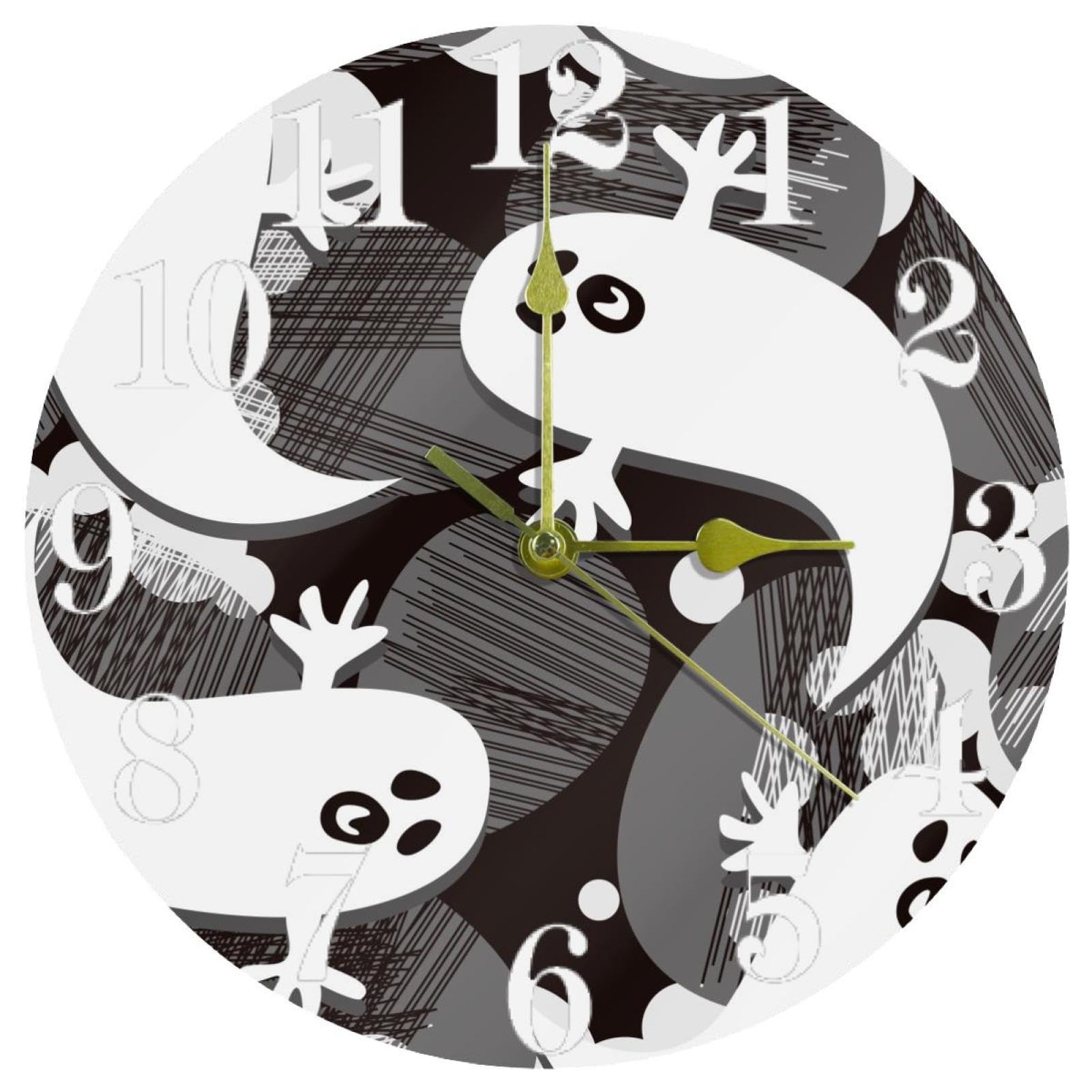 Horloge murale blanche effrayante fantôme d'Halloween silencieuse pour salon