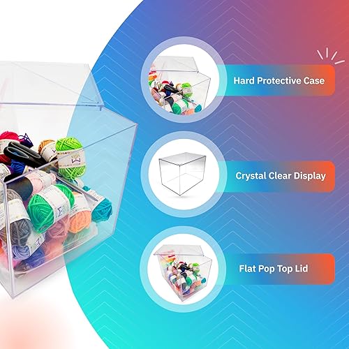 Miniatura 4 de 4 cajas de acrílico transparente con tapa, 12.5 pulgadas de largo x 8.5 pulgadas de ancho x 8.5 pulgadas de alto, fabricadas en Estados Unidos,