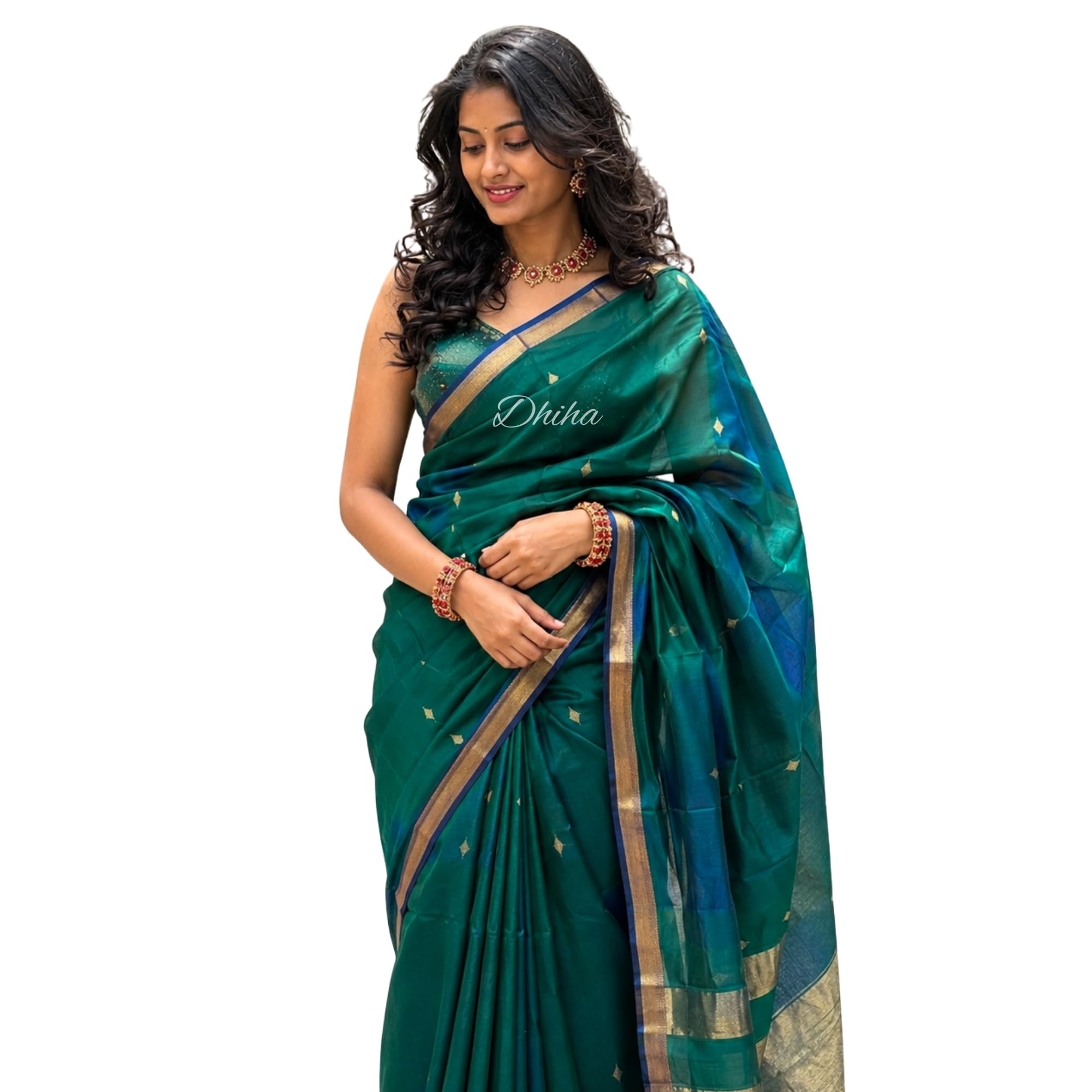 Original Maheshwari Cotton Silk Saree for Women | Kanjivaram Silk Cotton Vaira Oosi Saree with Running Blouse | Zari Border | Tassels | Handloom Weave-image-10