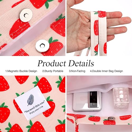 Vista 39 de Tote - Bolsa de hombro reutilizable de pana de gran capacidad con bolsillos interiores para mujeres y niñas Rayas