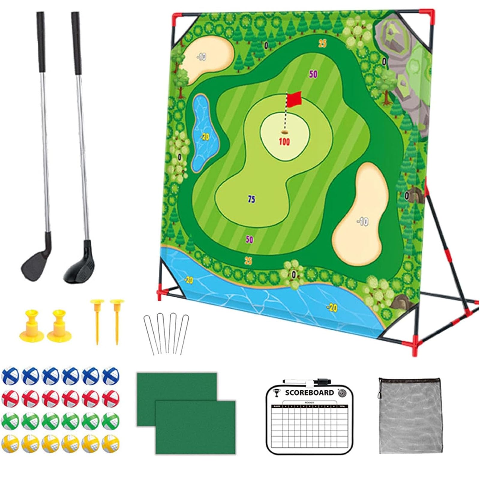 Ensemble De Jeu De Golf Chipping Battle, Entraîneur De Swing Professionnel avec Tapis D'entraînement Et Mur Cible pour Le Développement des Compétences, Tous âges