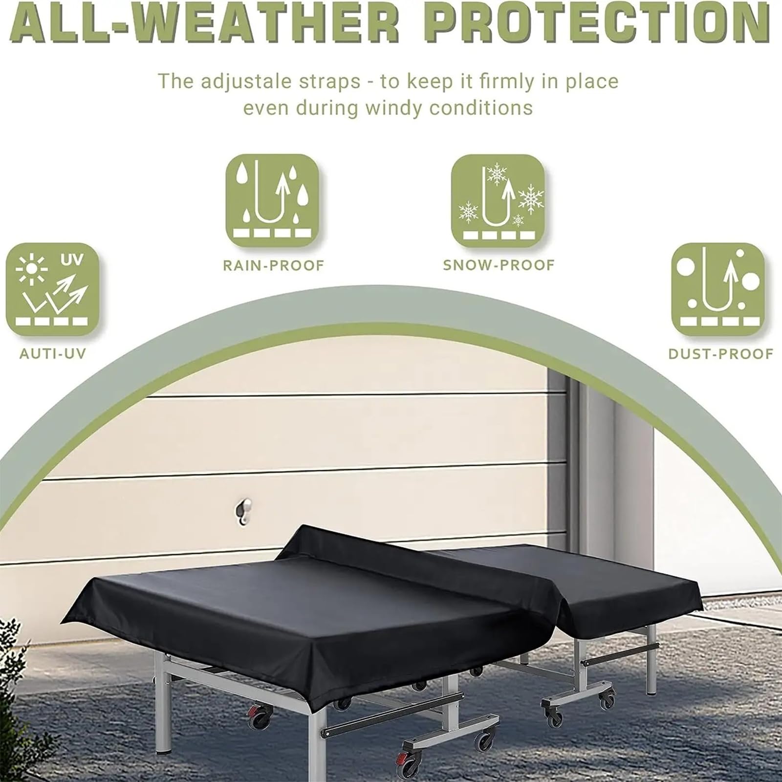NEWFUN copertura tavolo ping pong, copertura tavolo ping pong esterno, copri ping pong esterno, Impermeabile, adatto per tavoli da ping pong all'aperto e al coperto, 165*70*185 CM