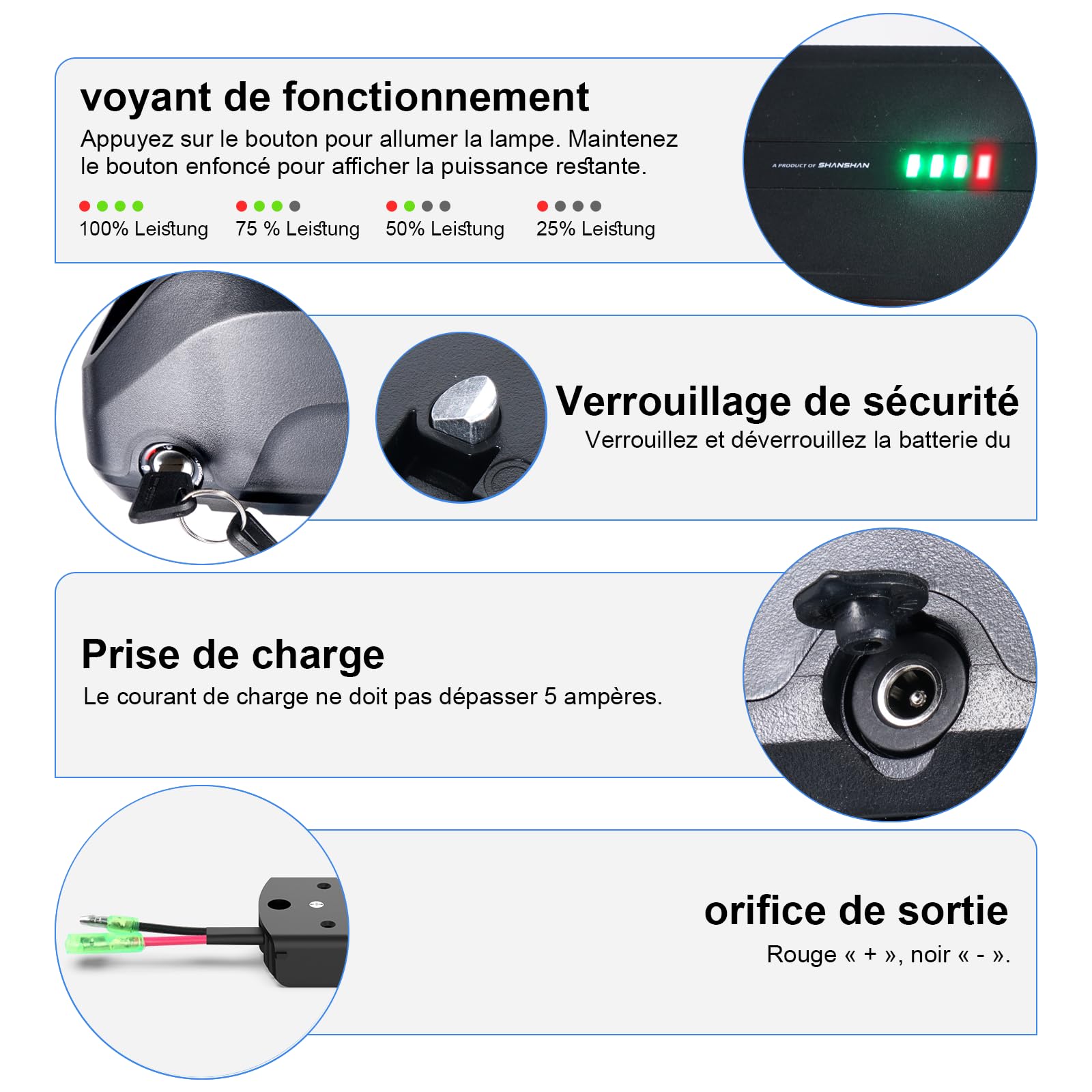 36V 20Ah Batterie Velo Electrique, Batterie vélo électrique avec BMS 20A, Batteries 36v Lithium ION pour Roue de Conversion Bafang 250W-550W et Autres vélos électriques