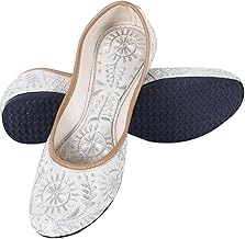 DFR Woman Comfortable Cushioned Ethnic Embroidered Rajasthani Punjabi Style Mojari Jutti Juti for Women Fancy Bellies Shoe