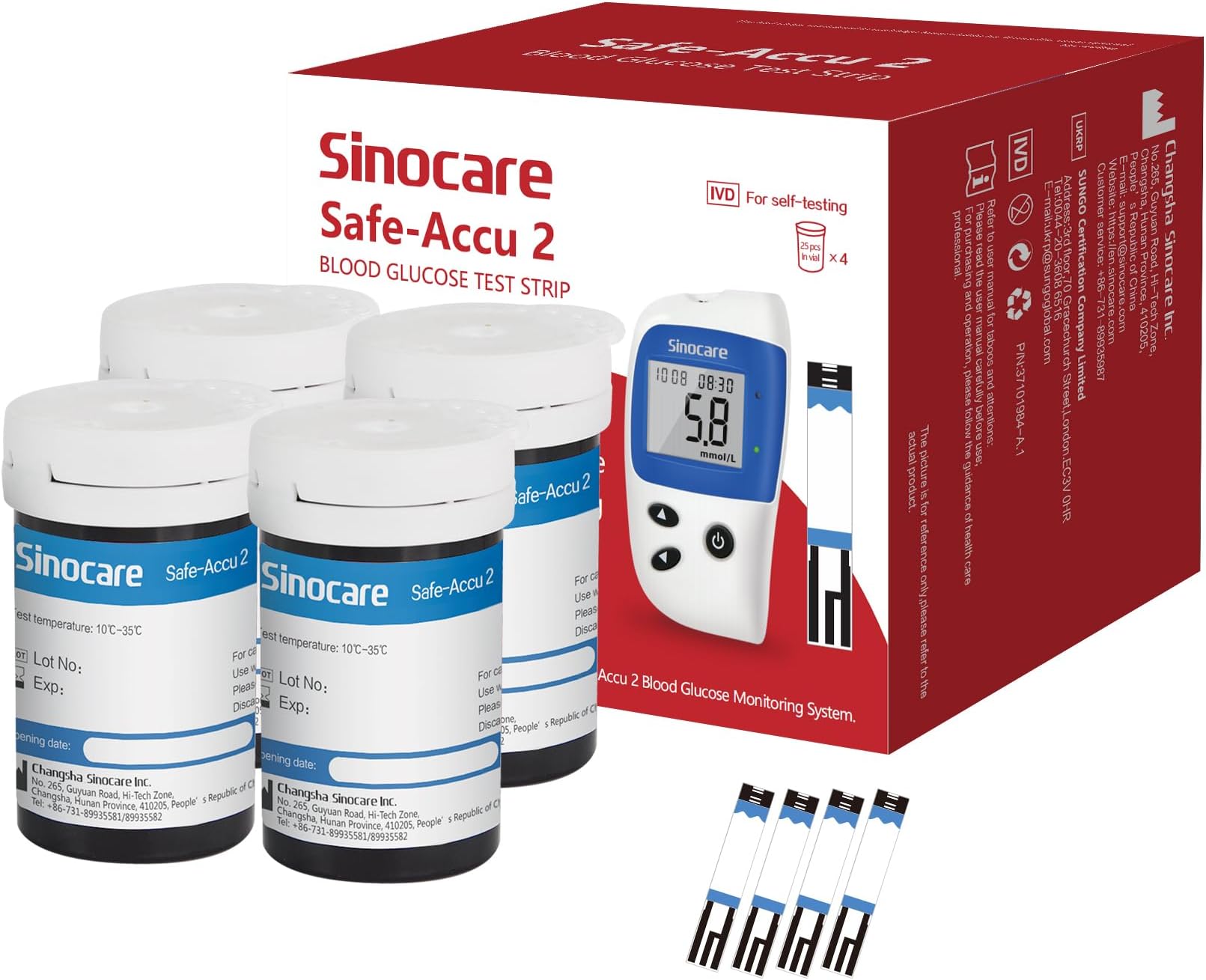 – 100PCS Safe Accu2 Blood Sugar Test Strips, only for Safe Accu2 Glucose Monitor, only 100PCS Diabetes Testing Strips, Glucometer and Lans. Do NOT Includeed