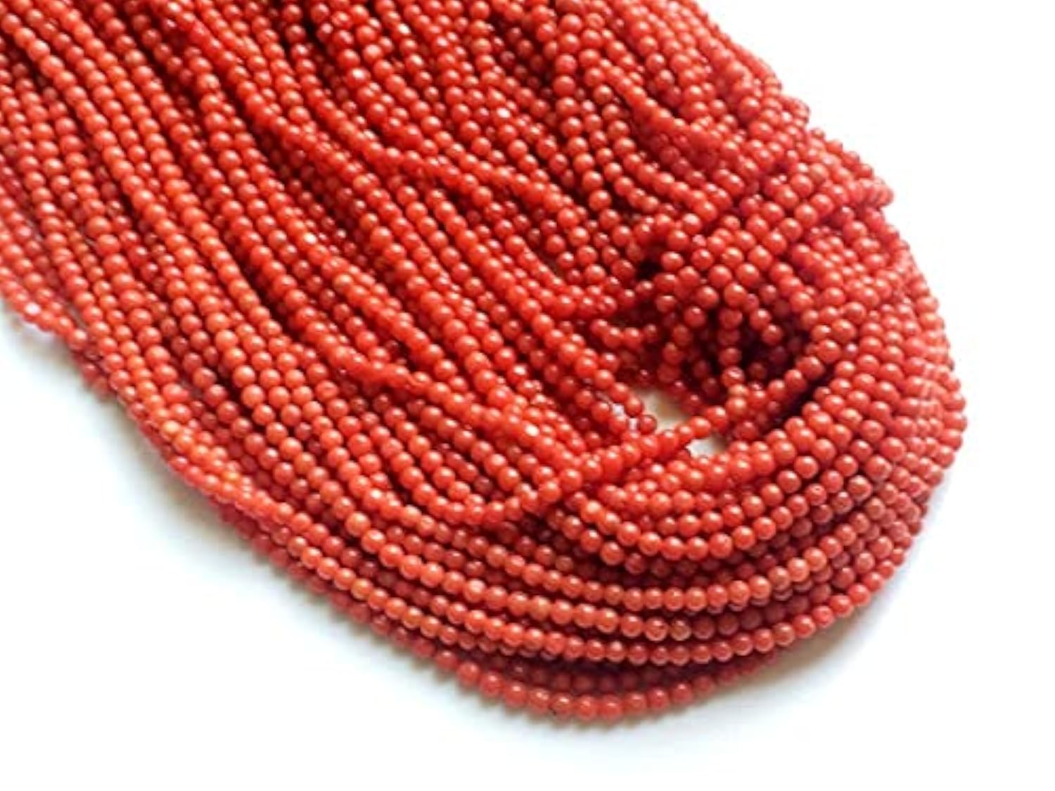 Perles de corail italien naturel rondes 4mm fil de 4 pouces pour collier