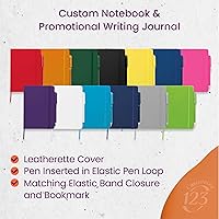 Vista 3 de Personalized Notebook Journal – Customized Notebook with Name, Text or Logo - 100 Page Custom Journal 5” x 7”. Leatherette Hardcover & Pen - Navy 1
