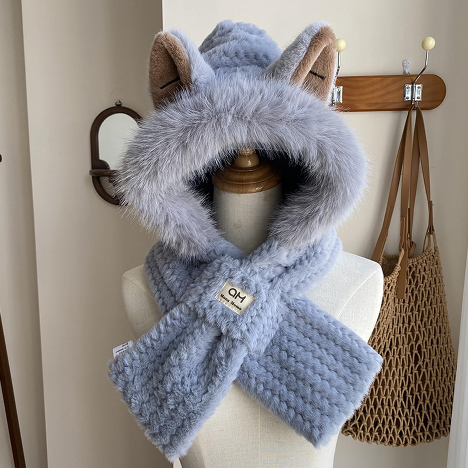 TYXHXTF Bufanda Calentador de Cuello y Gorro de Invierno Cálido, Sombrero Térmico de Inviernos, Sombreros de Esquí, Sombrero Zorro de Invierno Resistente al Viento