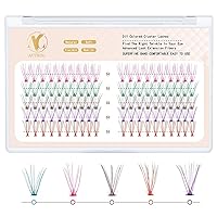 Vista 26 de Extensiones de pestañas individuales, 72 unidades, extensiones de pestañas individuales en racimo de 0.35-0.630 pulgadas, pestañas de volumen, banda