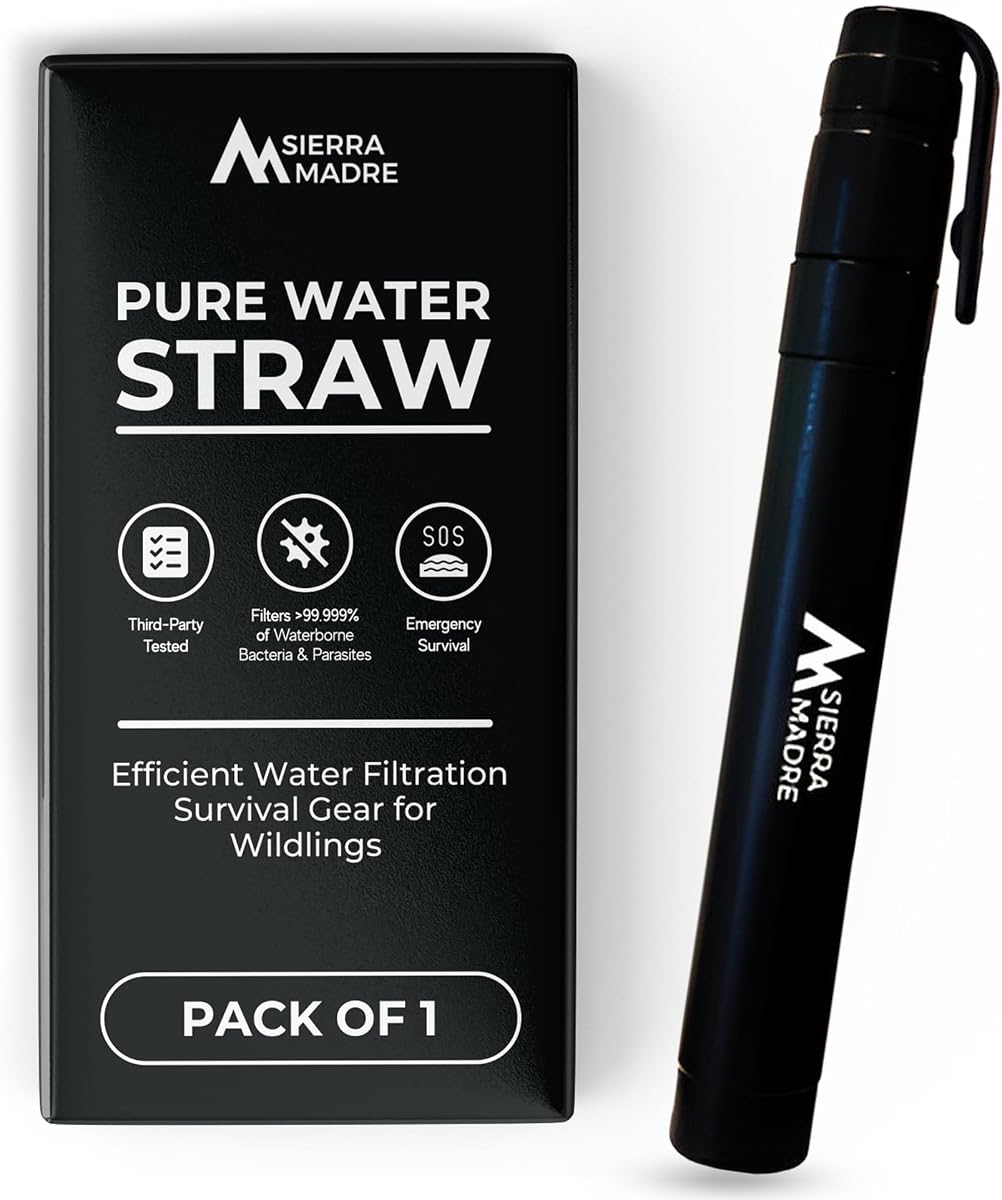 Pajita de filtro de agua, capacidad de 264 galones, liviana, paquete 1 | Filtración de 2 etapas • Caudal de 400 ml/min • Carcasa de ABS sin BPA • Tamaño de bolsillo • Vida útil de 5 años • Probado por terceros