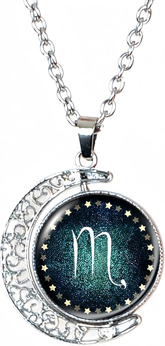 DEQIYIJI Birthday Gifts For Women Men Zodiac Sign Moon Pendant Necklace Jewelry Astrology 12 Constellation Horoscope Stuff