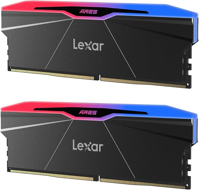 Lexar ARES Gen2 RGB DDR5 RAM 32GB Kit (2x16GB) 6400MHz CL32, DRAM UDIMM 288-Pin Desktop Memory, Gaming Memory, PC Memory for Intel XMP 3.0/AMD EXPO/CL32-38-38-76/1.4V