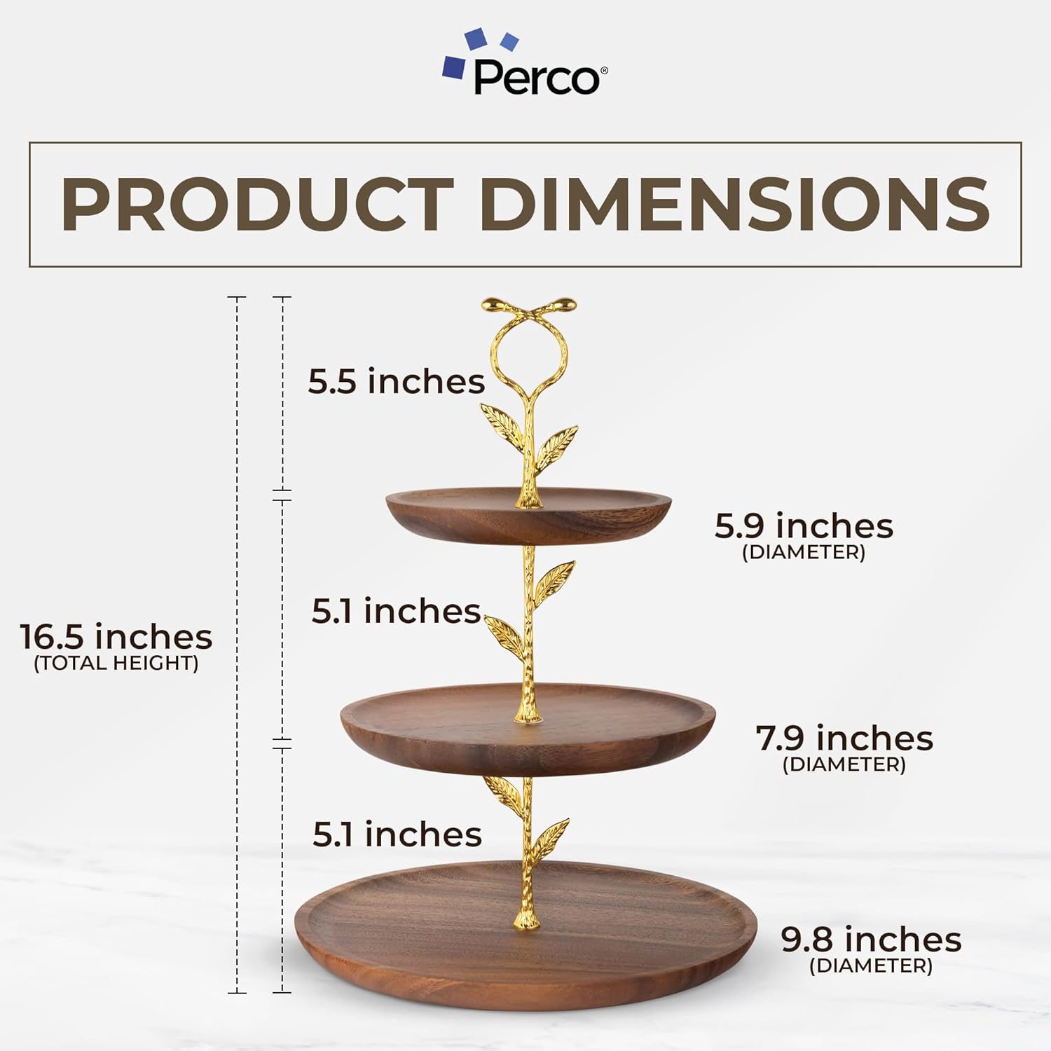 Perco 3 Tier Wooden Cupcake Stand, Walnut Wood Tiered Display Stand for 20 Cupcakes – Rustic Dessert Table Display Set, Tiered Serving Tray for Weddings, Birthdays, Baby Showers & Events