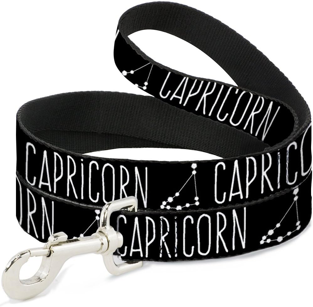 Dog Leash Zodiac Capricorn Constellation Black White 4 Feet Long 1.5 Inch Wide