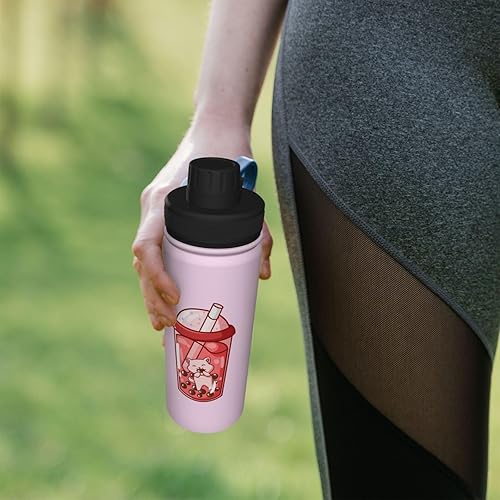 Miniatura 4 de ETHORY A Cat In A Red Drink Cup Botella de agua de acero inoxidable de 18 onzas con aislamiento y tapa de boquilla, botella de agua fría y caliente