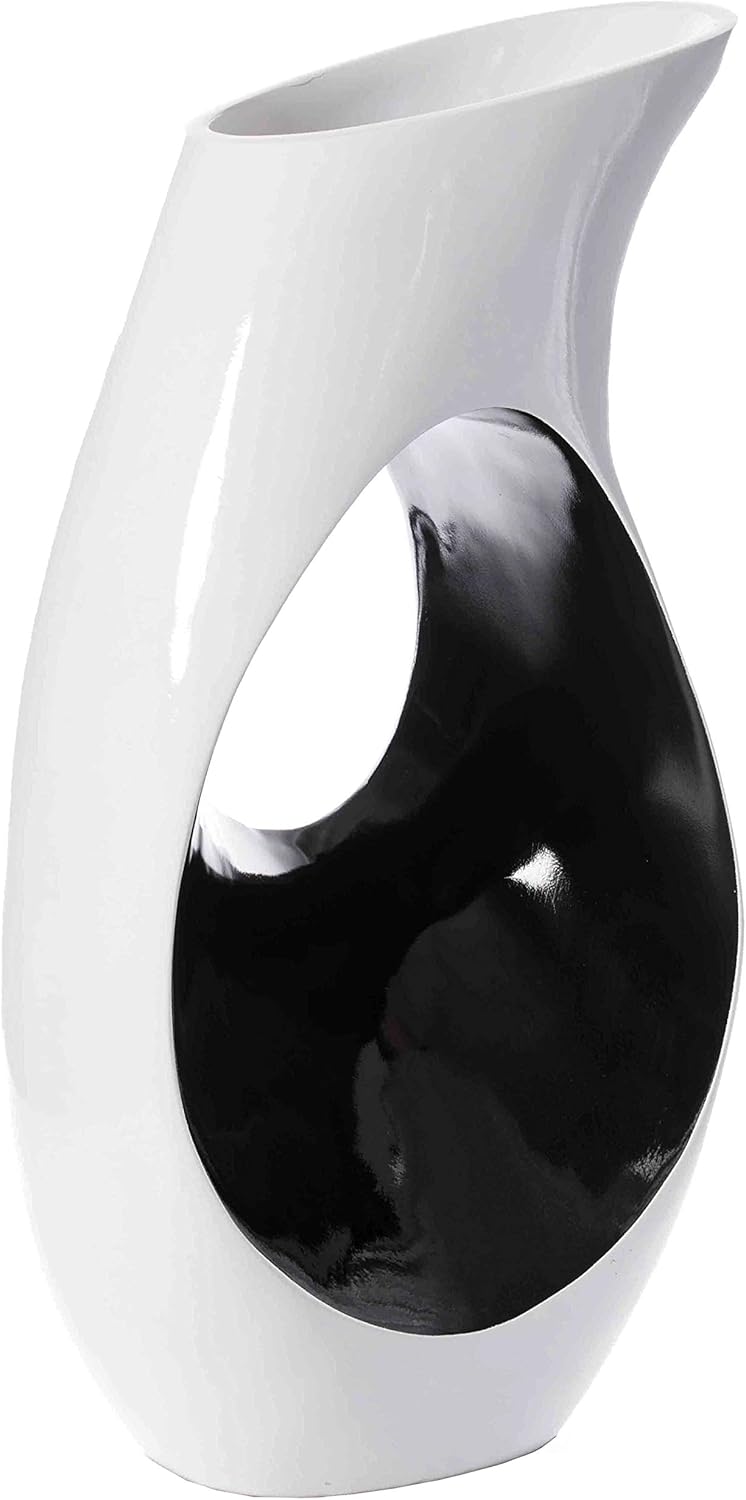 Modern Floor vase, White Unique Trumpet Floor Vase, Home Interior Decoration, Modern Floor Vase, Tall Floor Vases for Entryway and Living Room and Office 33.75" Tall