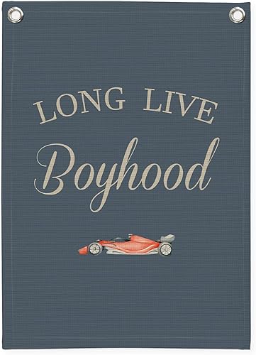 Dilemat Cartel de lona para colgar en la pared, decoración de habitación de coche de carreras para niños, decoración de pared azul nostálgica retro