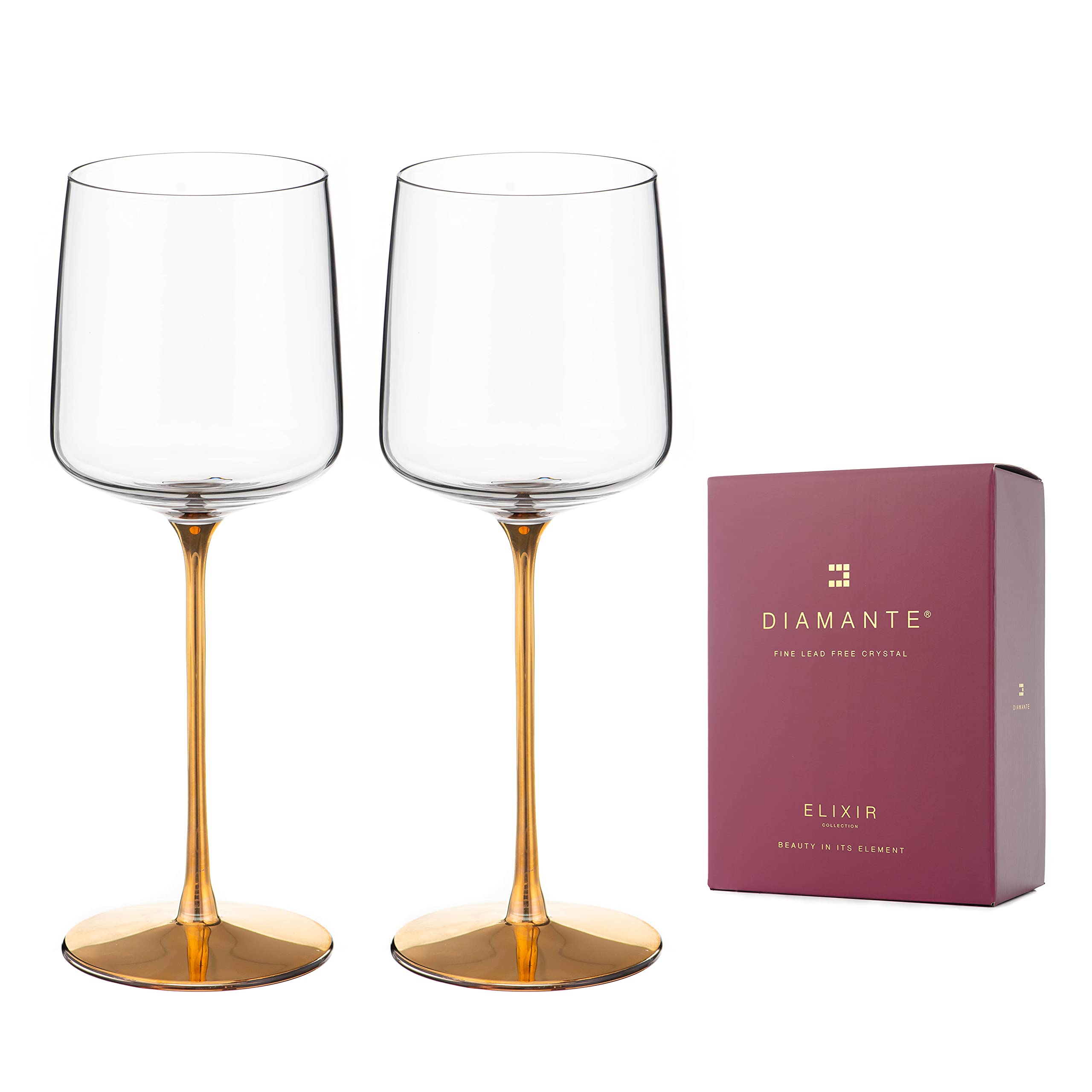 DIAMANTE Lot de 2 verres à vin blanc en cristal « Havana Gold »