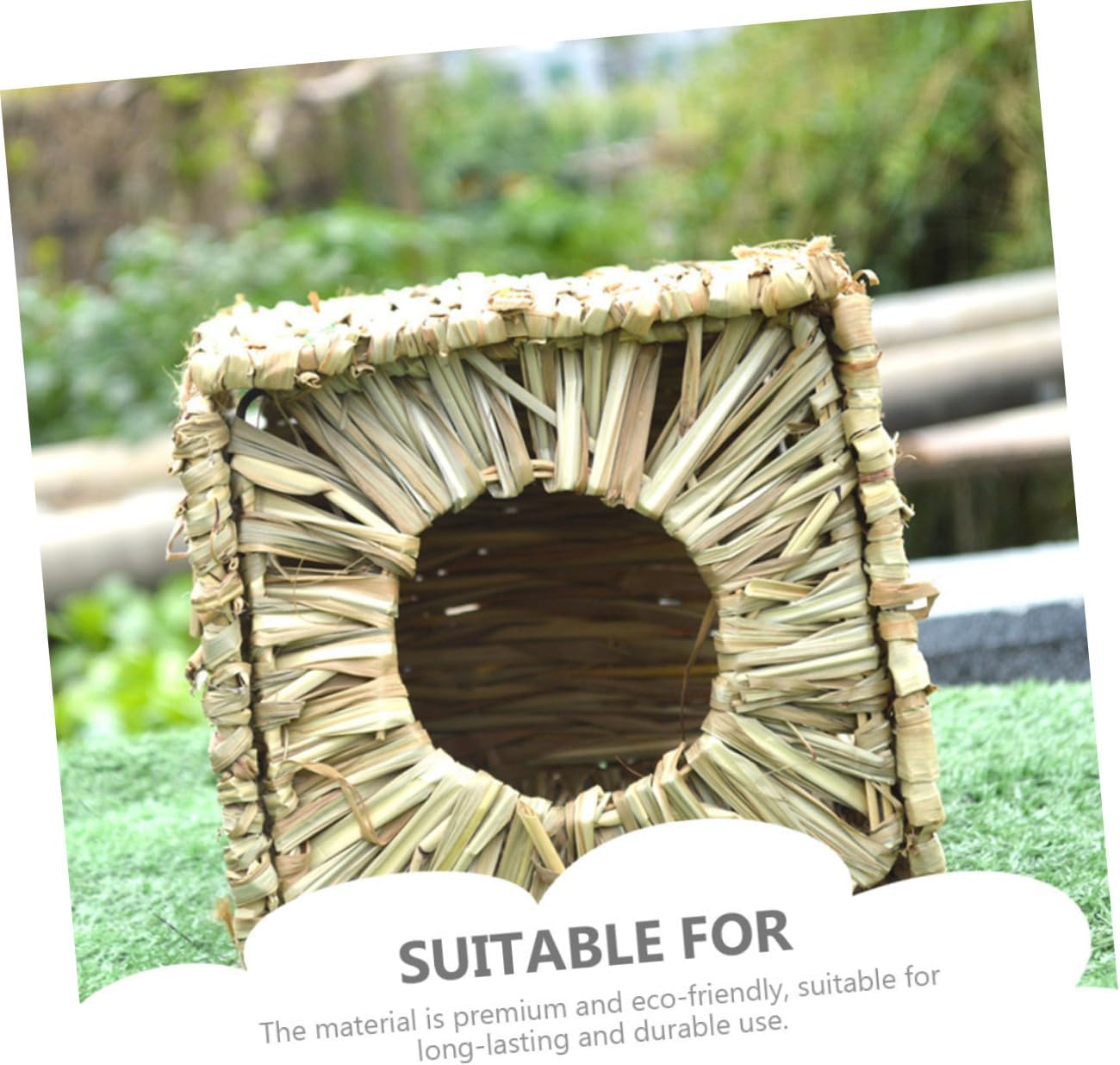 Adorable Hideout Nest Decorative Rabbit House Handcrafted Reed Nest Box for Small Animals Warm Comfortable