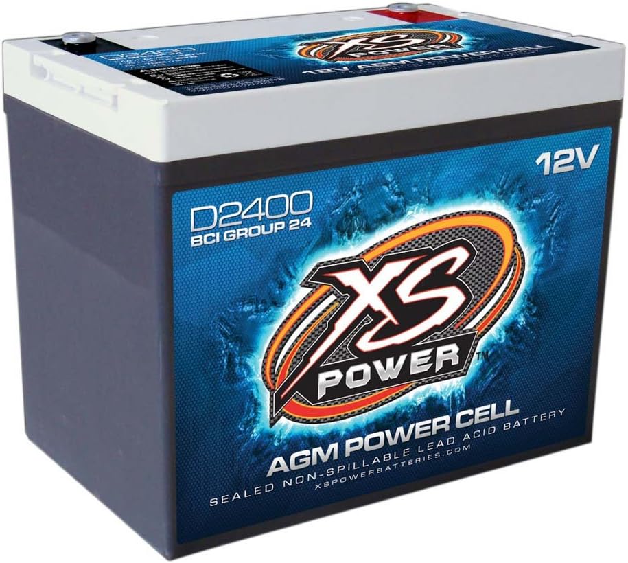 XS Power D2400 AGM Series 3500 Max Amp 670 Cranking Amp 12V Battery with Reinforced Casing