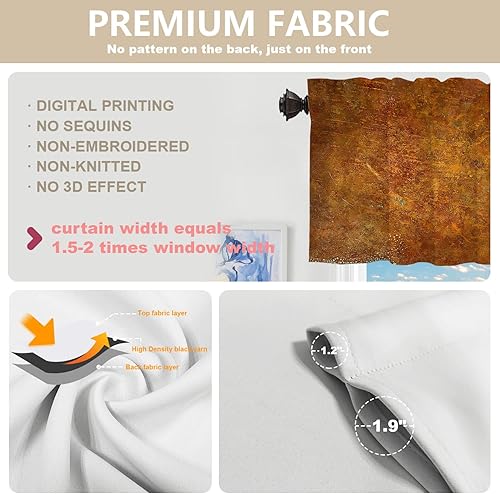 Miniatura 306 de Cenefas de cocina modernas con patrón de cobre marrón dorado para ventanas, cenefas opacas abstractas de marcas de arañazos y cortinas opacas