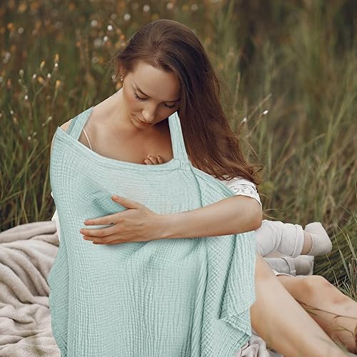 Miniatura 3 de Funda de lactancia para bebé, 360 de algodón transpirable de algodón transpirable integrado y bolsillo - Funda versátil para lactancia materna,