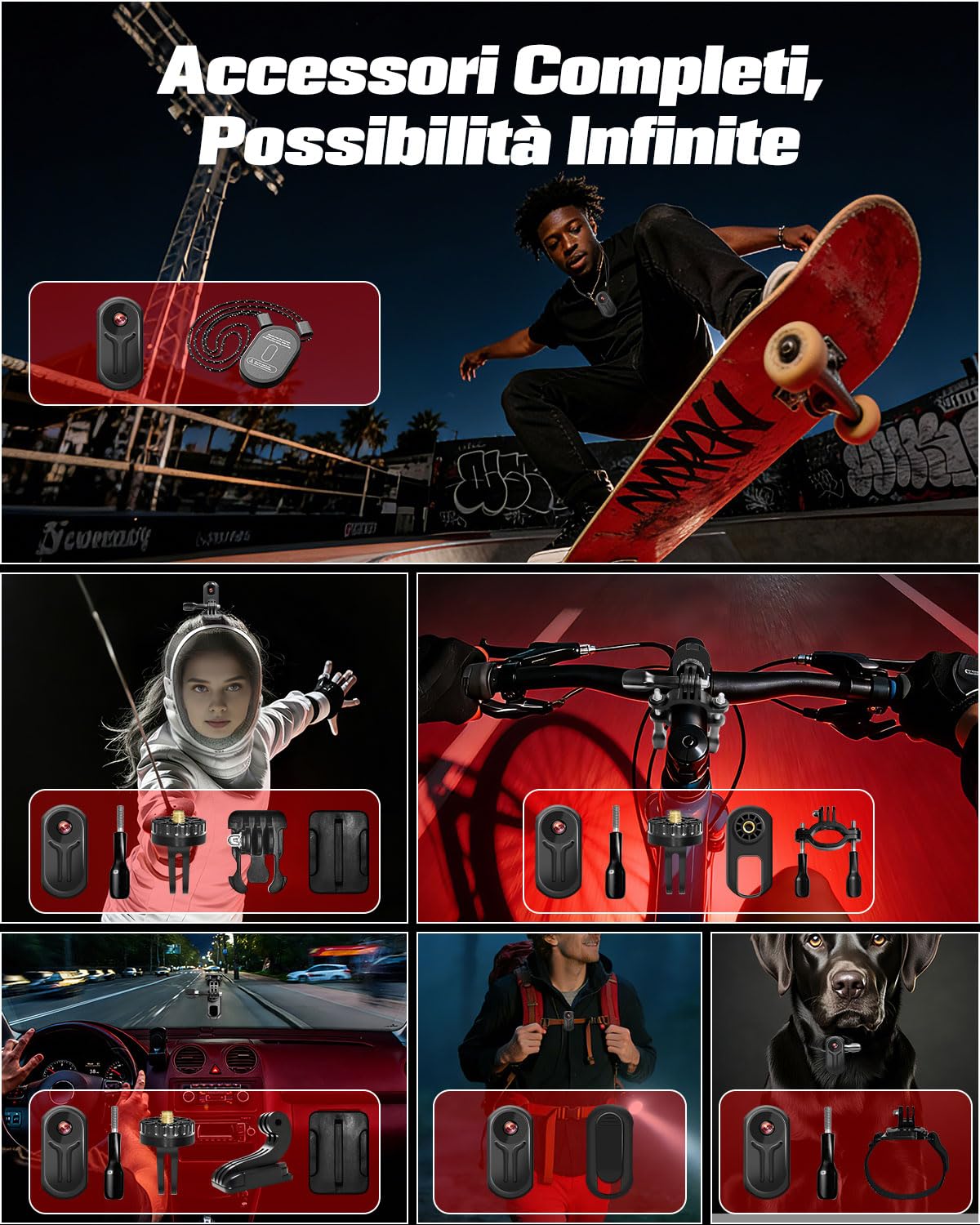 Mini Action Cam 1080P con Display da 0,85 pollici, BodyCam Magnetica con Grandangolo da 120°, Clip Posteriore a 360°, Batteria da 120 Minuti, Telecamera Portatile, Telecamera Moto