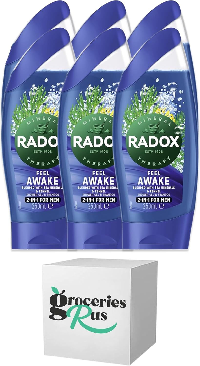 Radox Shower Gel With Hanging Hooks Feel Awake (Dark Blue) 250ml Pack of 6 Amazon.co.uk