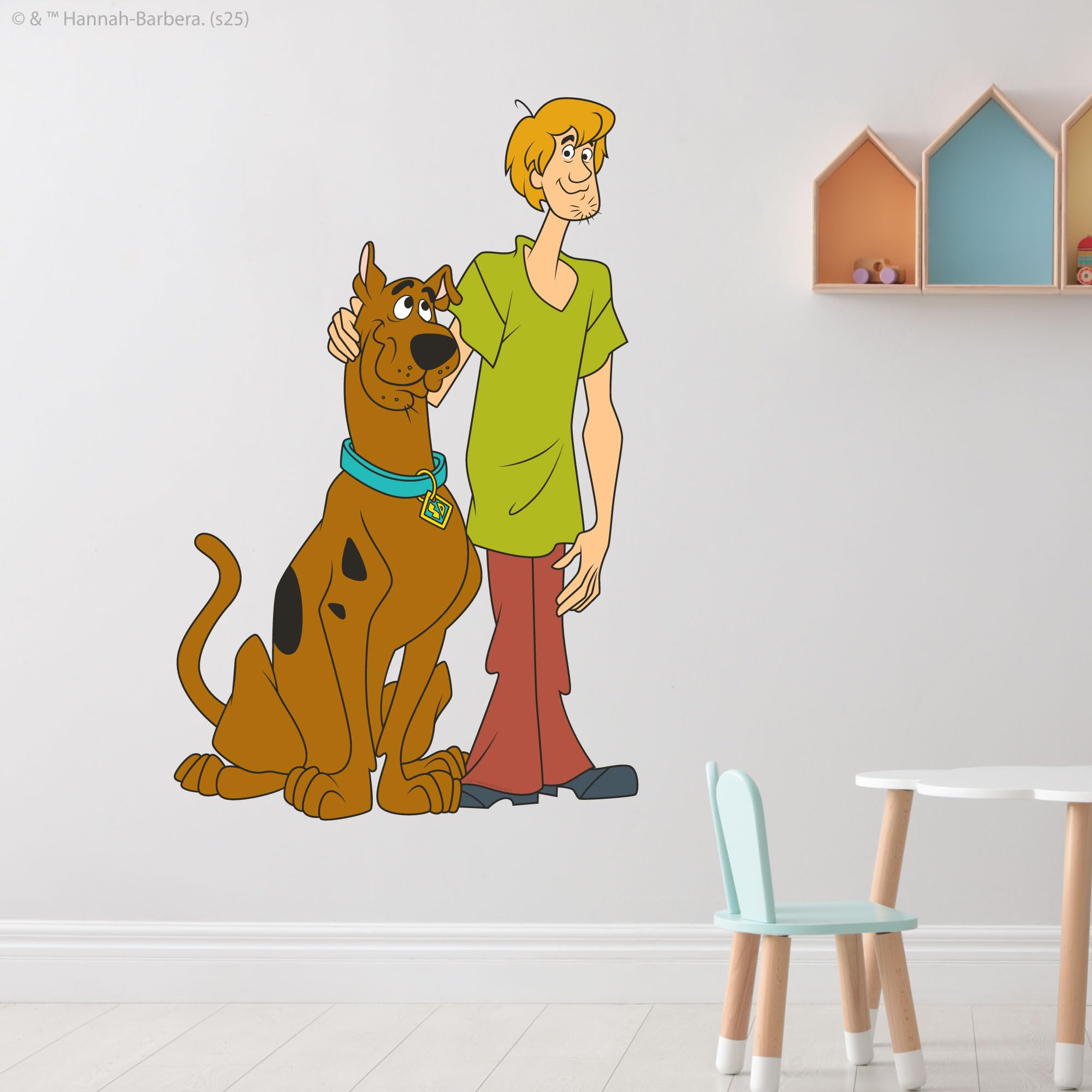 Themed Multicolour Scooby-Doo Wall Sticker - Scooby Doo And Shaggy Decal Wall Art (60Cm Height X 40Cm Width)