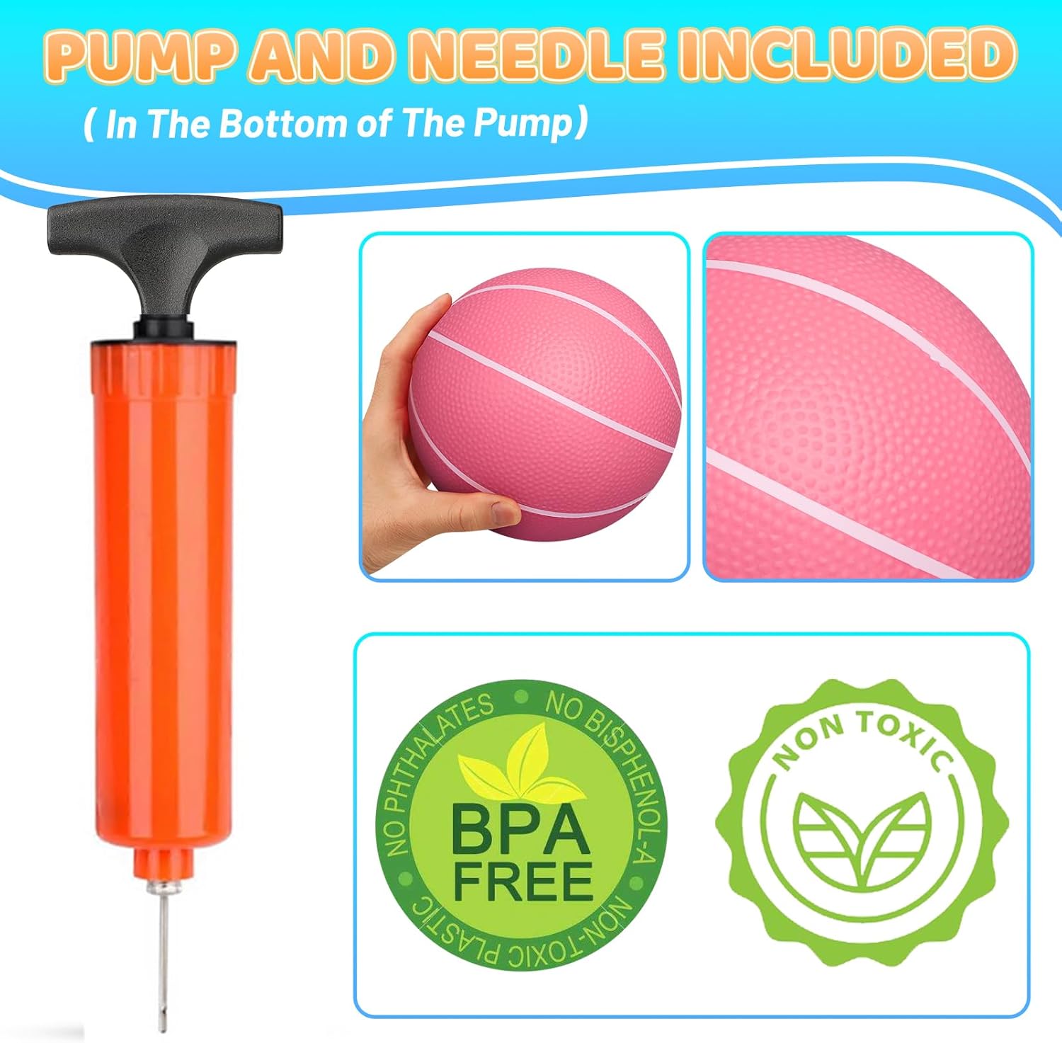 Umnodobn 6 INCH PVC Mini Basketball for Indoor Mini Hoops, Soft 6" Rubber Replacement for Over Door Hoops, Ideal for Adults & Kids