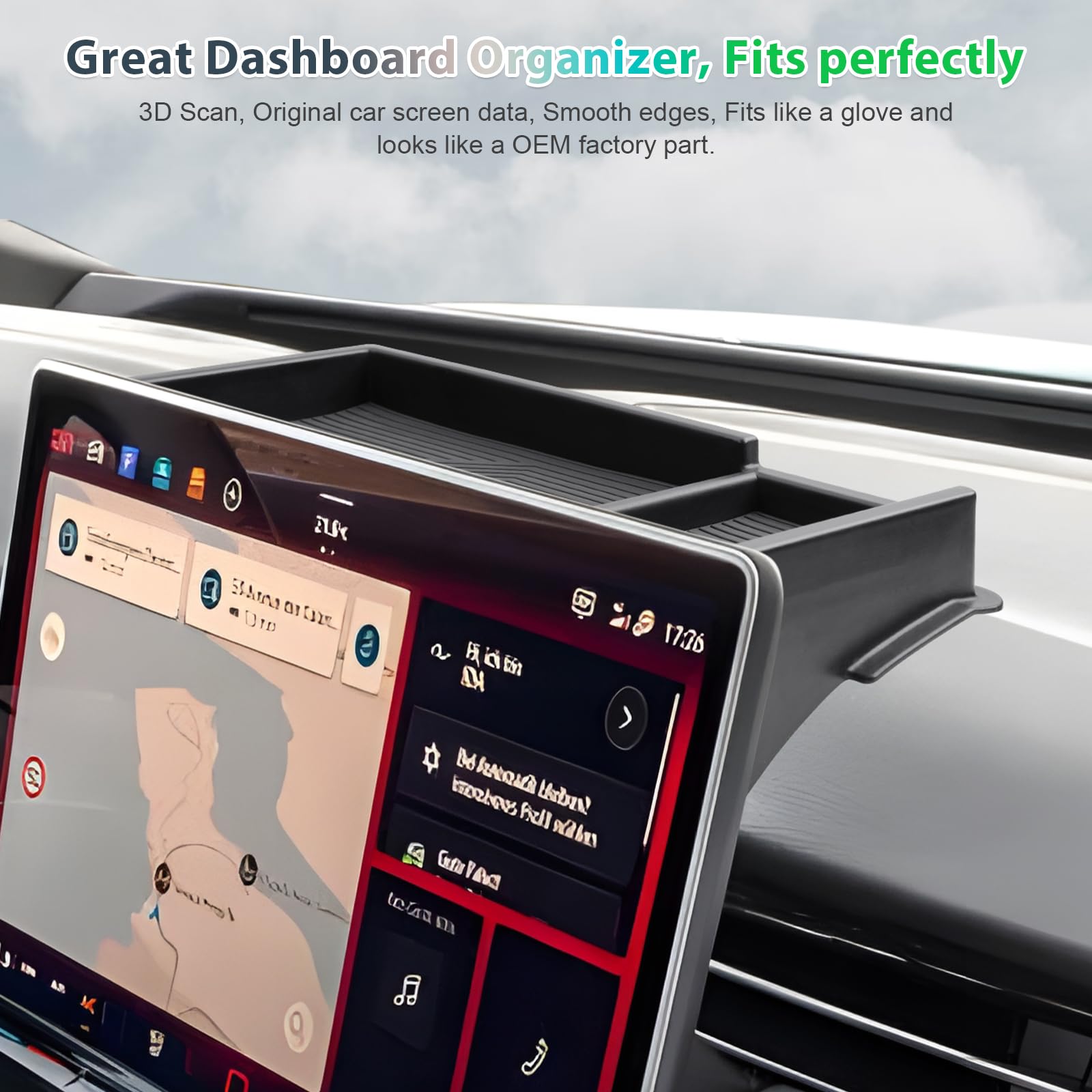 GAFAT Kompatibel mit VW ID.7 2024 2025 2026 15" Mittelkonsole Aufbewahrungsbox, Hinter dem Bildschirm Ablagen Organizer Tray für ID7 Tourer 15 Zoll Discover Pro Max
