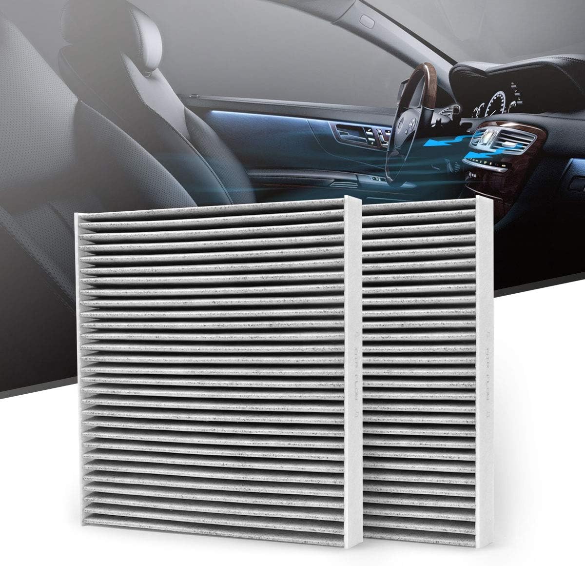 KAFEEK Cabin Air Filter Fits CF10743, 68042866AA, B7277-EG01A, 27277-VX01A, Replacement for Dodge/Infiniti/Nissan/Volkswagen Selected Models, Includes Activated Carbon (2-Pack)