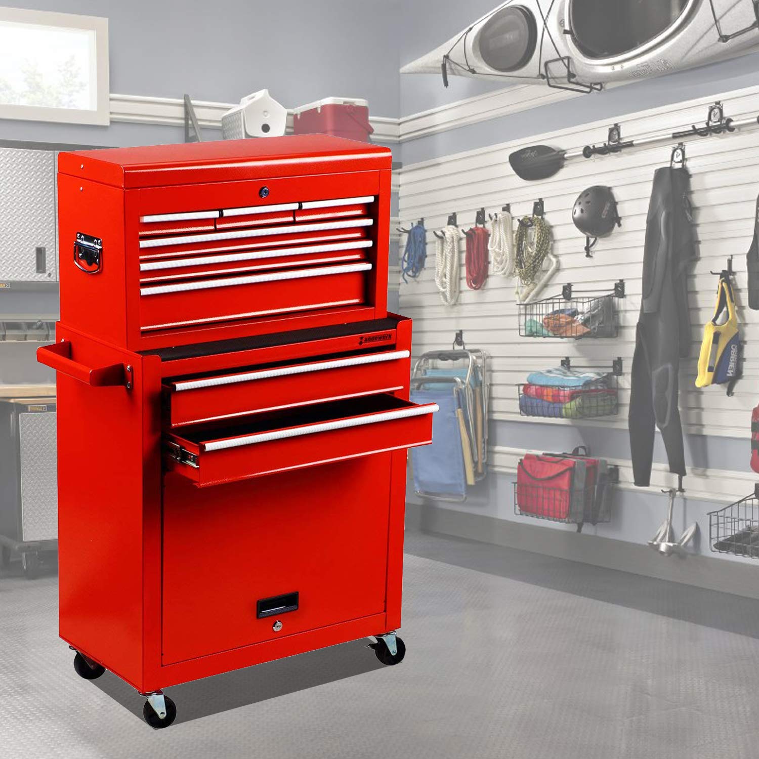 Big Rolling Tool Chest, 8Drawer Big Tool box with Wheels Tool