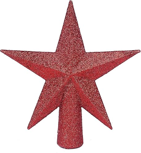 Miniatura 29 de YYCRAFT Adorno de Estrella con Purpurina para la Punta del Árbol Decoración Navideña - 6 Pulgadas, Rojo