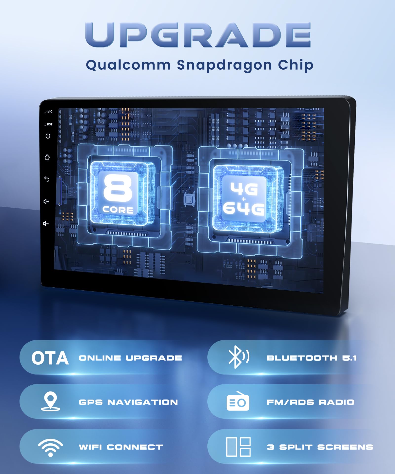 KYNNT Qualcomm Snapdragon chip 8-Core 4G+64G Car Radio for Mercedes Benz C-Class C180 C200 C230 C250 C300 C350 W204 S204 2006-2011, Car Stereo Carplay Android Auto 3D car Model Display GPS WiFi