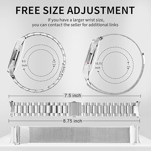 Vista 134 de GOLDTOLUCK No Gap Stainless Steel Band Compatible with Samsung Galaxy Watch 8 7 6 5 4 Classic FE Pro Ultra 40mm 44mm 46mm 43mm 47mm 45mm 42mm
